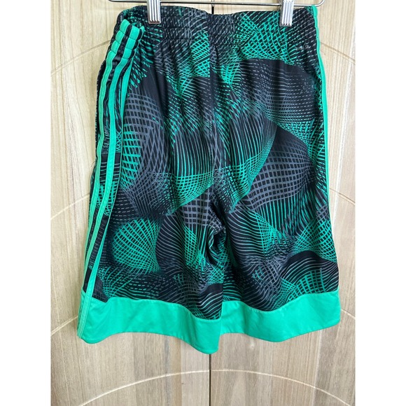 Adidas Youth XL (18/20) Athletic Shorts 3-Stripe Geometric Pattern Green - Picture 5 of 6